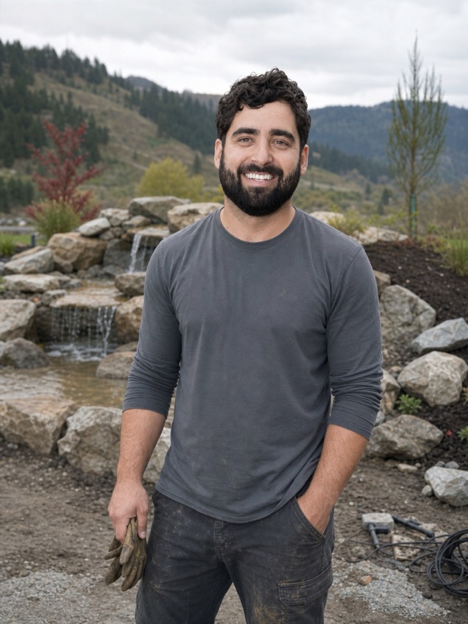 Danny Vass on a finished Brink Landscaping job, Vernon